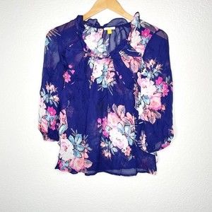 Anthropologie Leifsdottir Silk Floral Blouse sz 2
